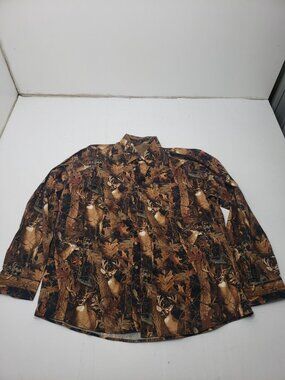 ClearWater Outfitters Deer Camo Button Front Hunting Shirt Men's Large L/S